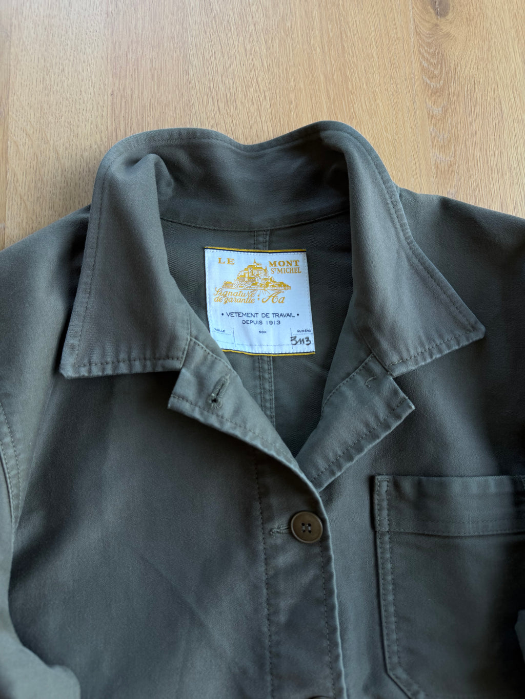 Le Mont St Michel Olive Chore Jacket, size S